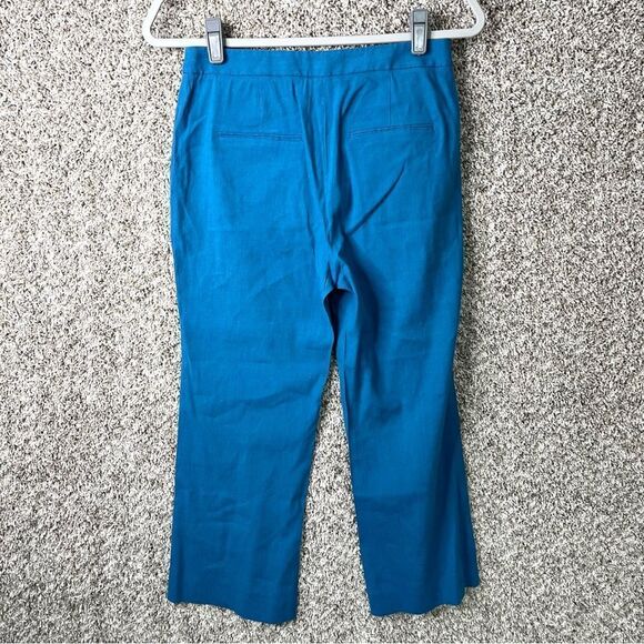 Rebecca Taylor Pants Women’s 4 Blue Linen Blend Crop - Picture 4 of 6